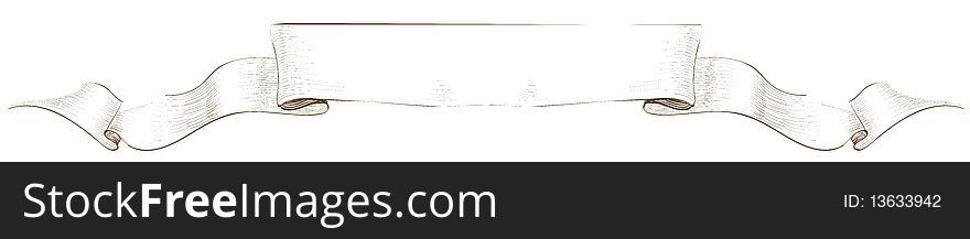 Drawing of wood banner in a white background. Drawing of wood banner in a white background