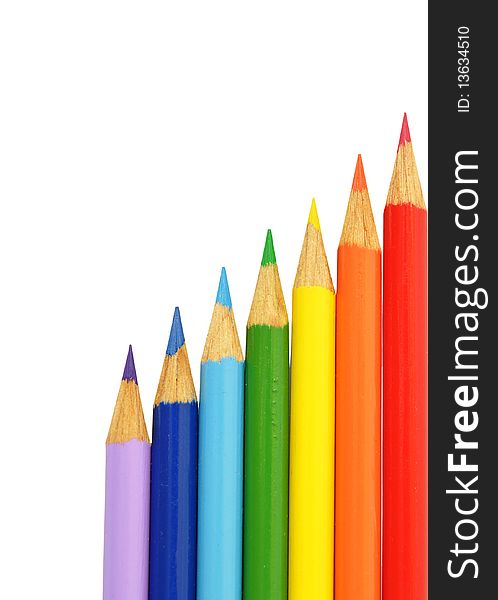 Colored pencils isolated on white. Colored pencils isolated on white