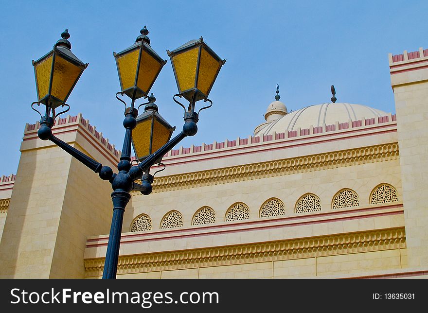 Detail at the entrance of the Al Fateh Grand Mosque in Bahrain