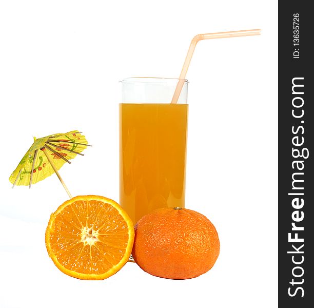 Mandarin Juice isolated on white background