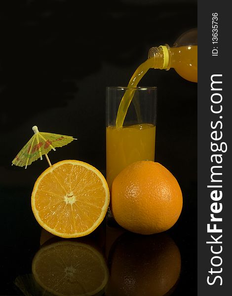 Orange Juice on black background