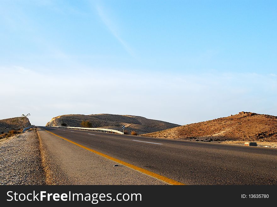 Highway in the Negev Desert, Israel. Highway in the Negev Desert, Israel