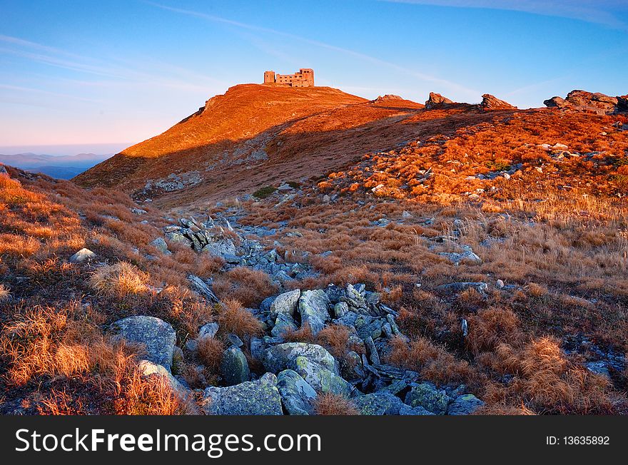 Black Mountain Peak On Sunset