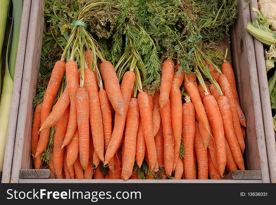Bio carrots in a box. Bio carrots in a box