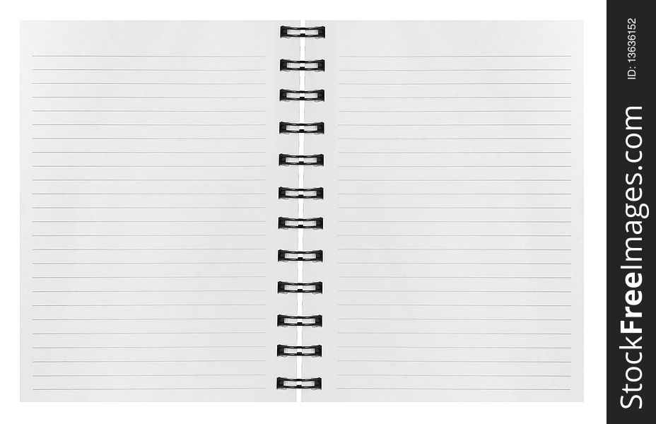 Blank background. paper spiral notebook isolated on white