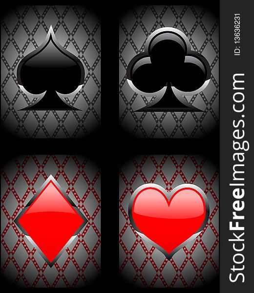 Different types of cards on an ornamented background