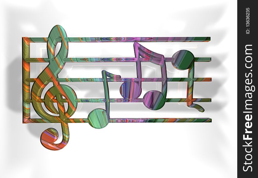 Illustration on music - Clef - Sheet - 3D