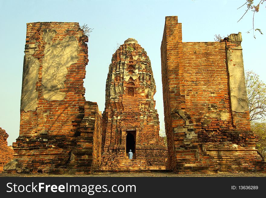 Ruins of Buddhist temple in Ayutthaya, Thailand