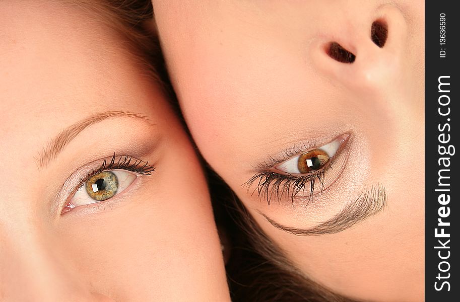 Close-up faces of beautiful women