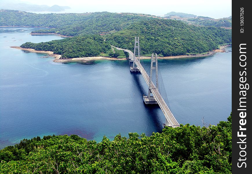 A bridge connects the island on the sea