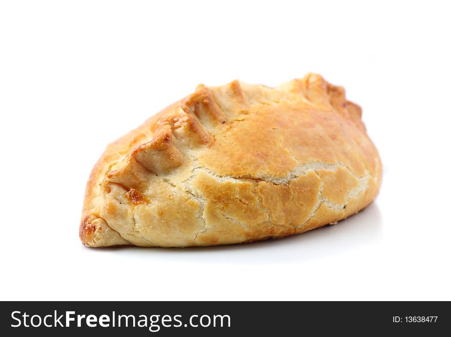 A chicken puff isolated over white background.