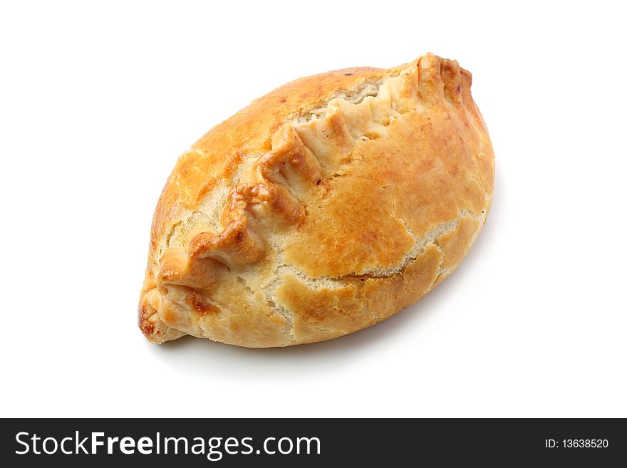 A chicken puff isolated over white background.