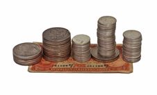 Old Silver Dollars And Quarters Stock Image