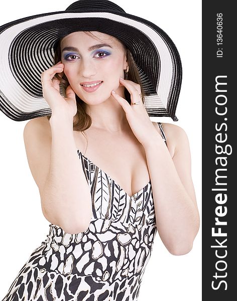 Woman in a summer hat. Woman in a summer hat