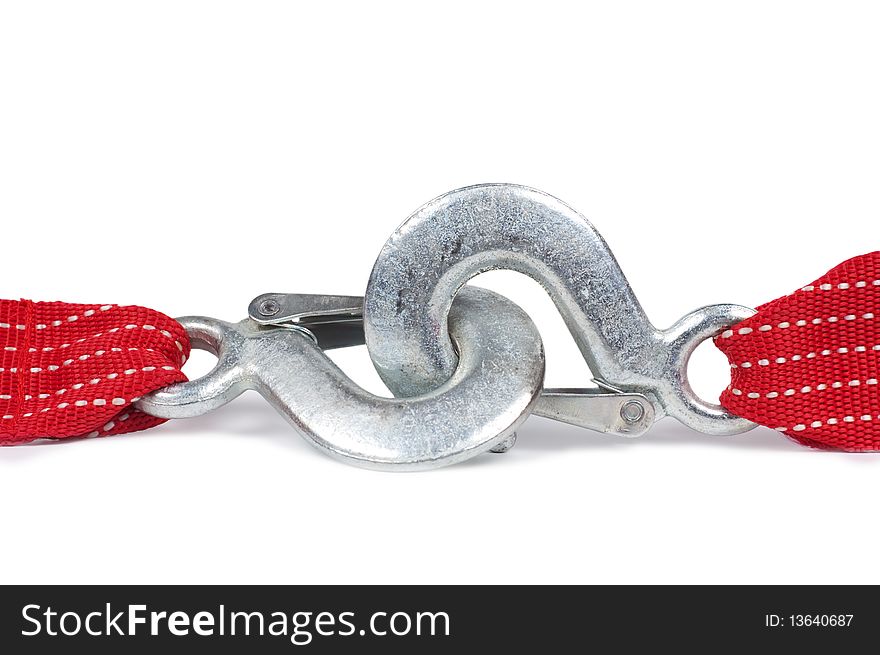 Belt with hooks isolated on a white background shadow below. Belt with hooks isolated on a white background shadow below.