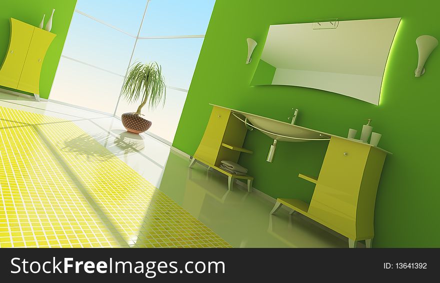 Modern interior of a bathroom (3d rendering). Modern interior of a bathroom (3d rendering)