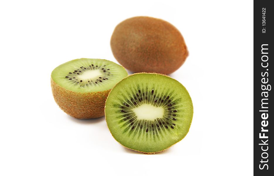 Juicy fresh kiwi fruit isolated on white background