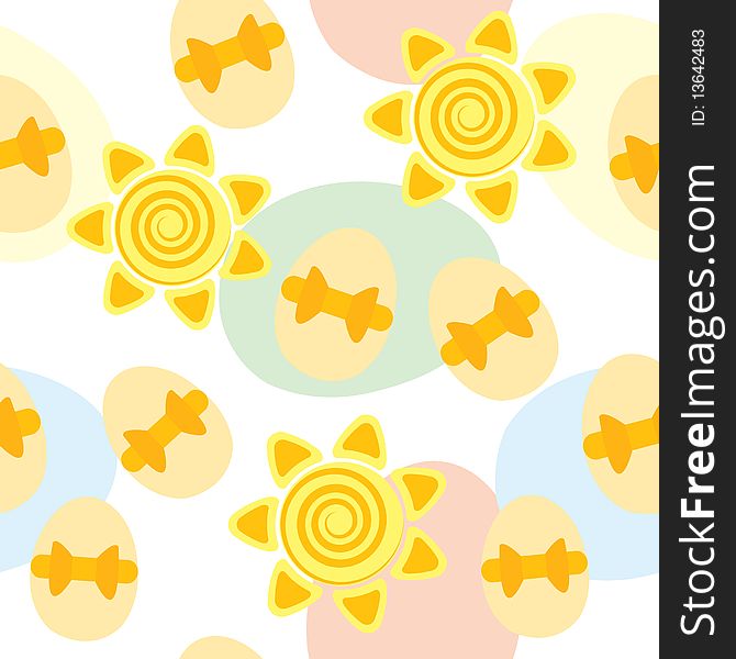 Seamless easter pattern with suns and eggs