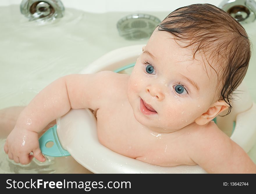 Cute Little Boy In A Bath