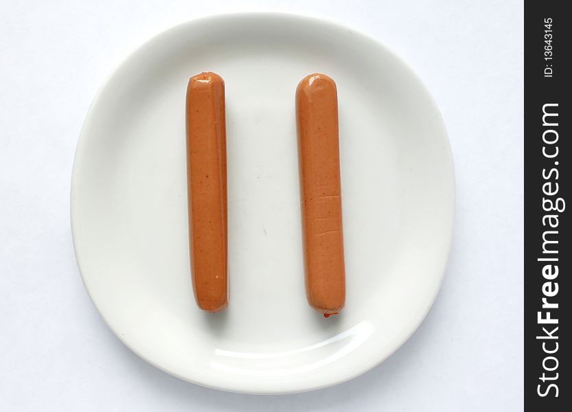 Two Sausages On A Plate