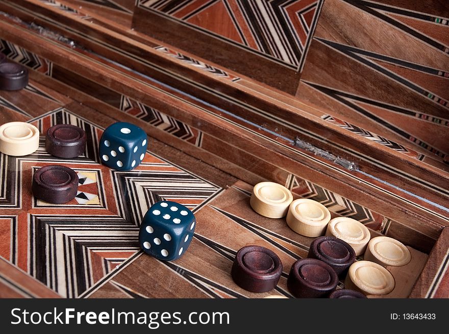 Board for backgammon and dice