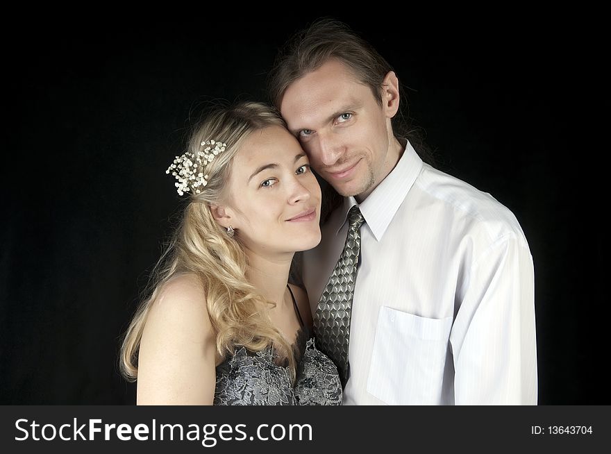 Romantic wedding picture, studio portrait