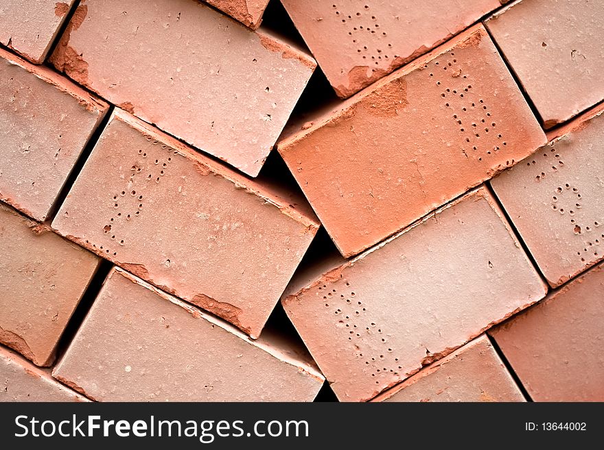 Background Of Many Red Bricks For Cinstruction