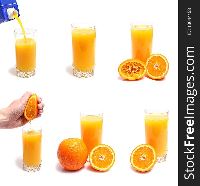 Orange and juice in glass