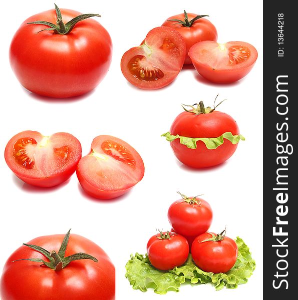 Red tomatoes isolated on white background