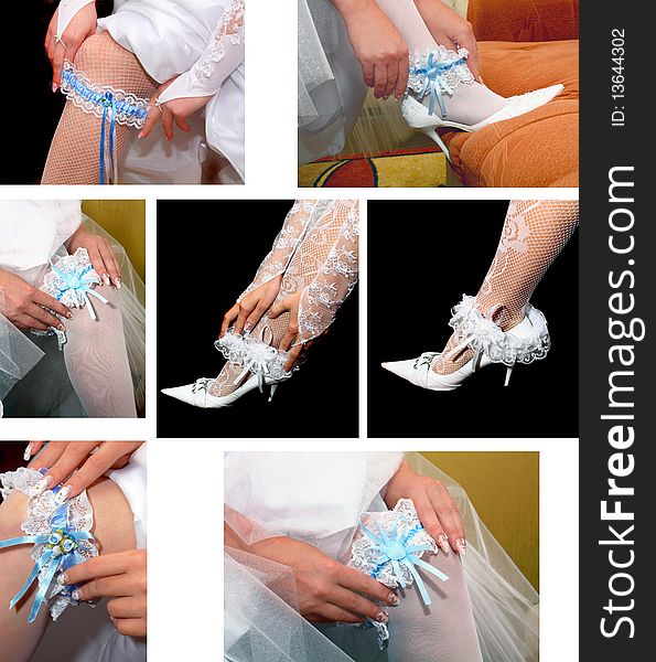 Wedding garter from the bride on leg