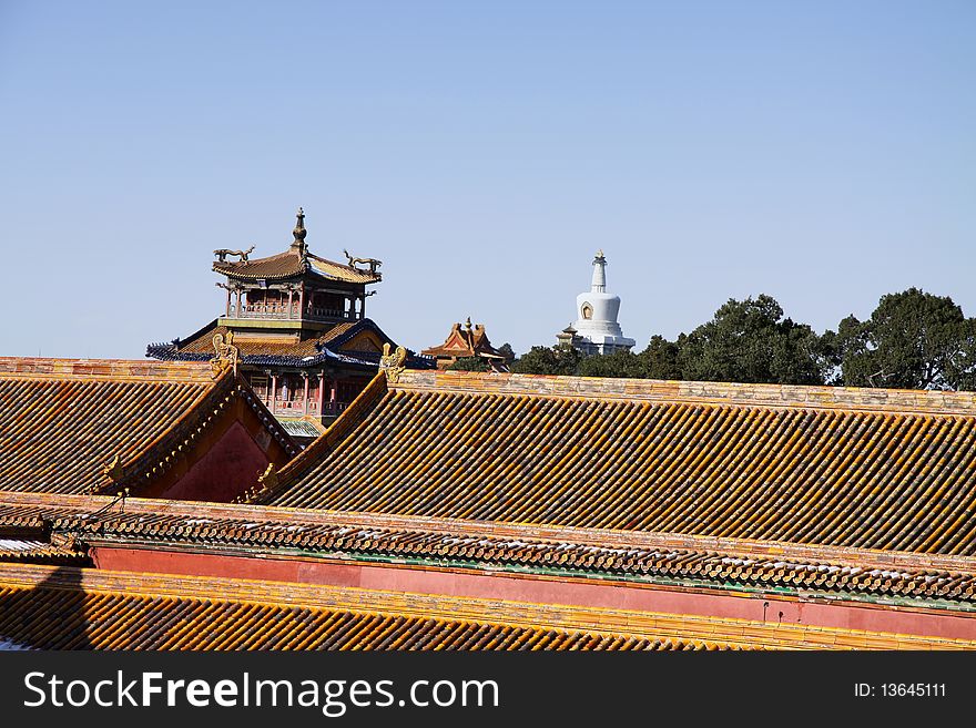 View Beihai Park Tower From Forbidden City