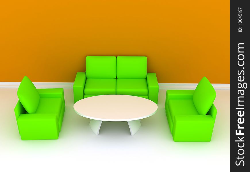 Room with sofa. 3D rendering image