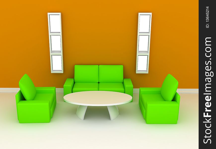 Room with sofa. 3D rendering image