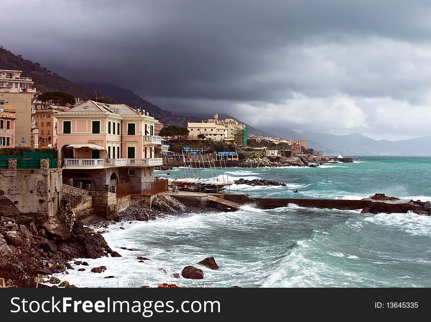 The coastline between Quinto and Nervi in the Italian Riviera. The coastline between Quinto and Nervi in the Italian Riviera
