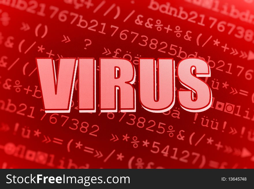 Illustration showing a virus inside a code, on red background. Illustration showing a virus inside a code, on red background.