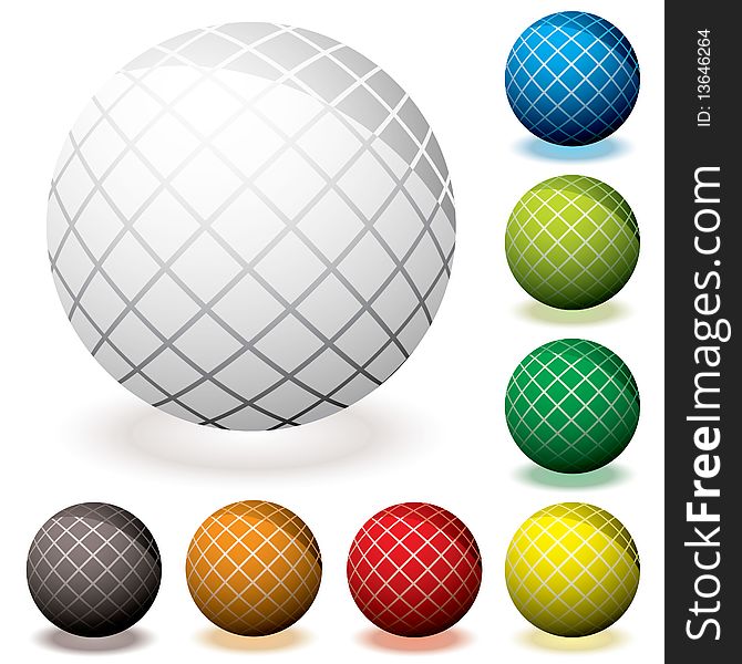 Collection of round web icons with hash lines and 3d effect. Collection of round web icons with hash lines and 3d effect