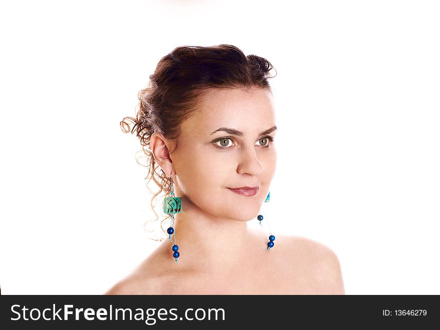 Portrait of young beautiful woman. White background. Studio shot. Portrait of young beautiful woman. White background. Studio shot.