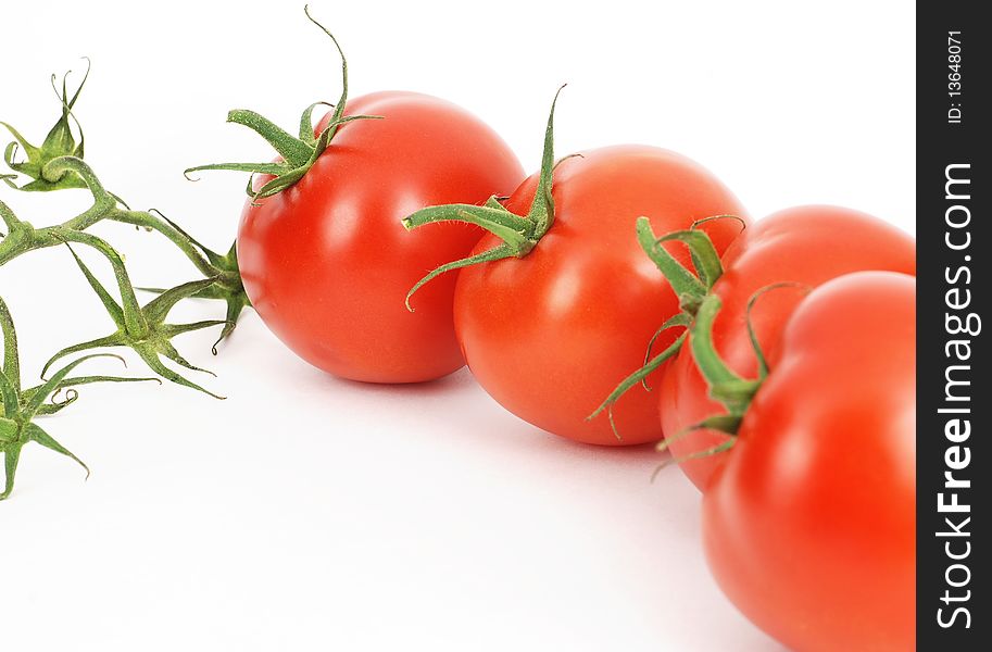 Isolated fresh tomatoes on white