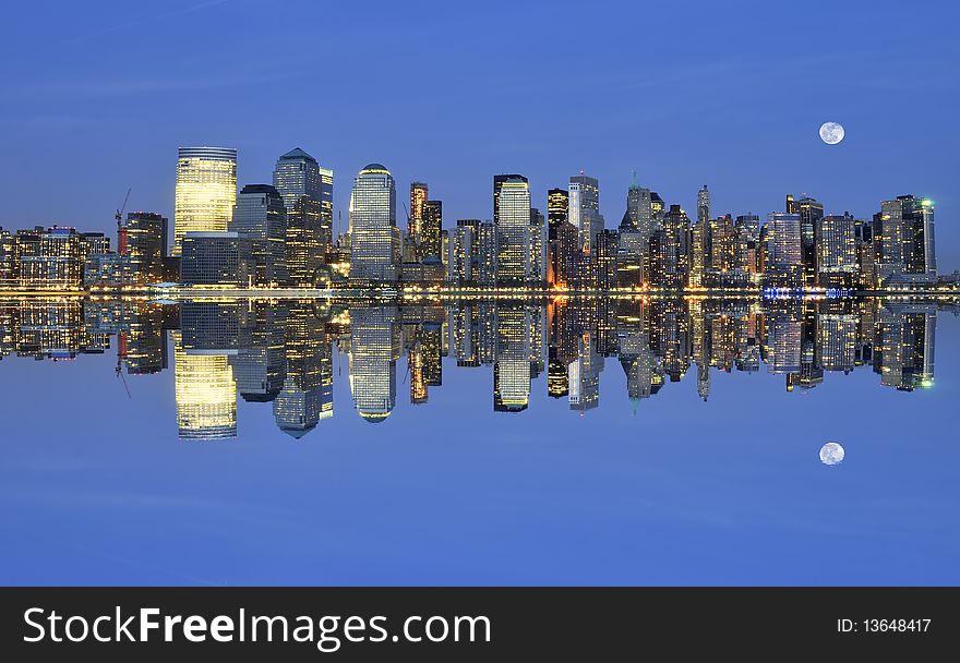 Downtown Manharttan photographed after sunset. Downtown Manharttan photographed after sunset