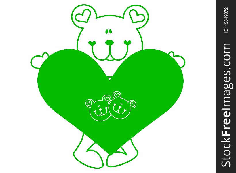 Illustration of bear with a heart on a white background. Illustration of bear with a heart on a white background