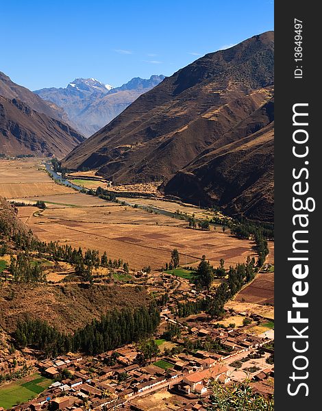 View of historic Inca sacred velley in Peru, South America. View of historic Inca sacred velley in Peru, South America