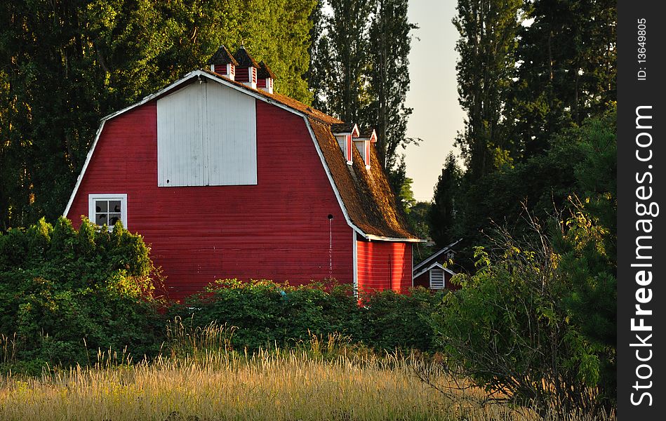 An old red barn at sundown near Crescent Beach, White Rock, BC. An old red barn at sundown near Crescent Beach, White Rock, BC