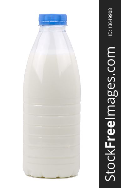 Bottle, gap-filling milk on a white background