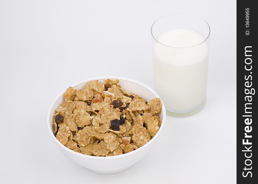Flakes and  glass  of milk/Concept for health, diet