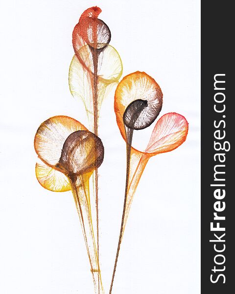 Art Design Abstract Flowers.Hand watercolor painting on paper. Art Design Abstract Flowers.Hand watercolor painting on paper.