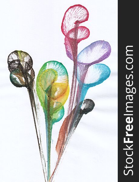 Art Design Abstract Flowers.Hand watercolor painting on paper. Art Design Abstract Flowers.Hand watercolor painting on paper.