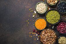 Legumes, Lentils, Chikpea And Beans Assortment. Royalty Free Stock Image Legumes, Lentils, Chikpea And Beans Assortment. Royalty Free Stock Image