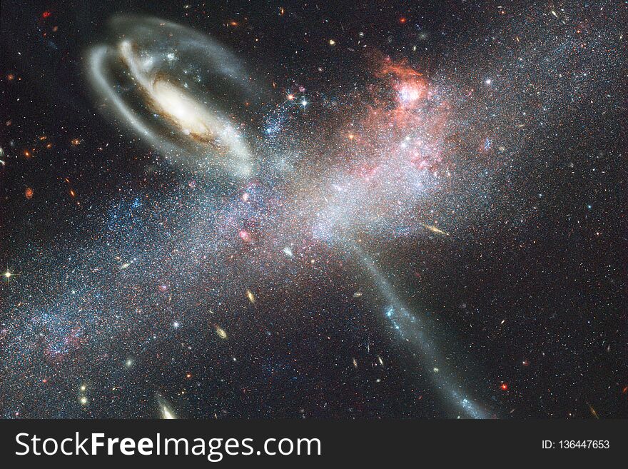 Universe scene with stars and galaxies in deep space