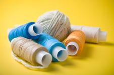 Ball Of Yarn And Spools Of Thread Royalty Free Stock Photo