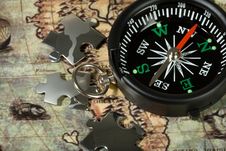 Compass On The Old Map Royalty Free Stock Photo Compass On The Old Map Royalty Free Stock Photo